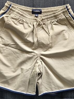 J. Crew Khaki Drawstring Waist Shorts with Navy Label